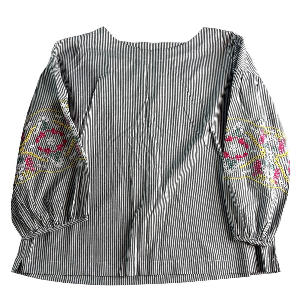 Laundry by Shelli Segal Embroidered Stripe Blouse Women’s Large Boho Top